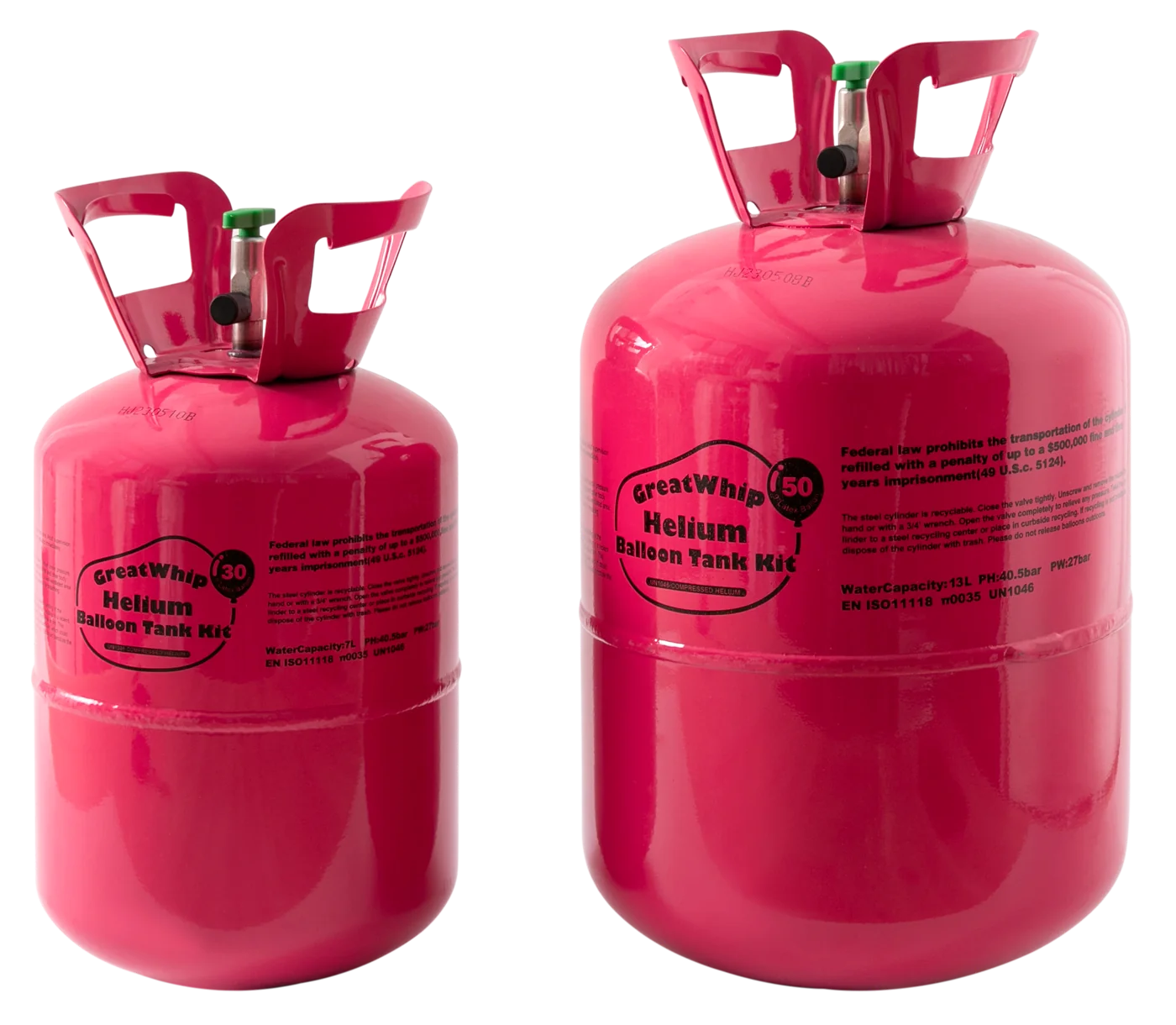 Real GreatWhip 7L and 13L disposable helium tanks