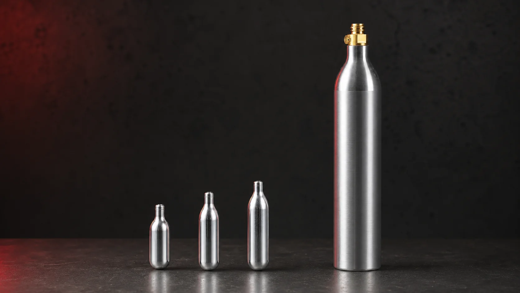 CO2 cartridge and compact-cylinder product routes