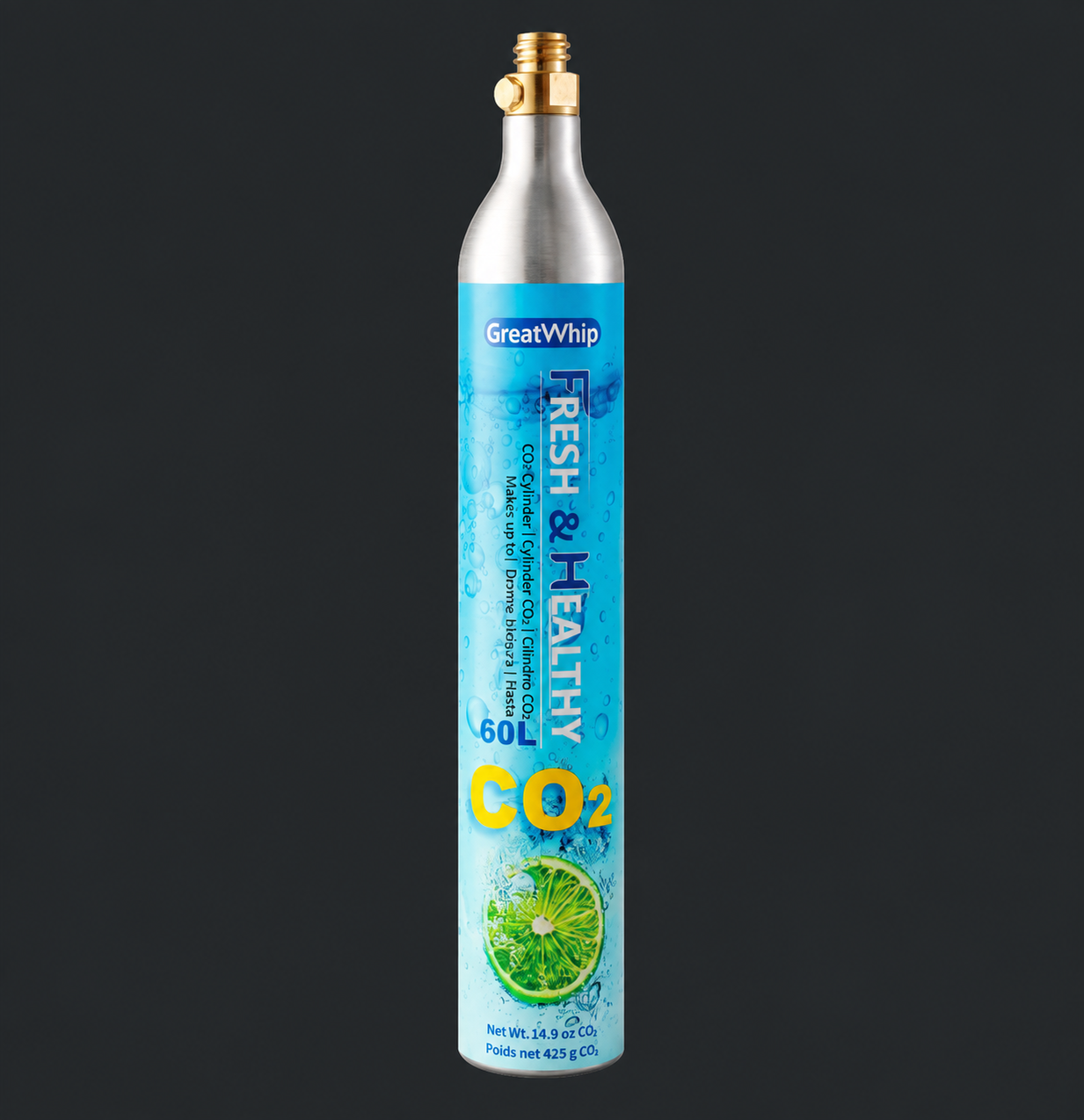 GreatWhip blue CO2 cylinder, image derived from product artwork
