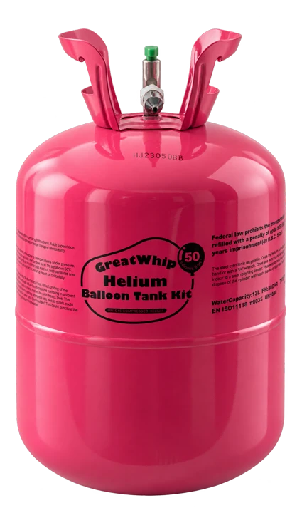 GreatWhip 13L helium tank with complete valve assembly