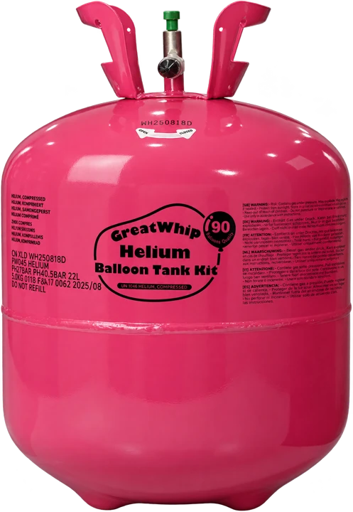 GreatWhip 22L helium tank with complete valve assembly