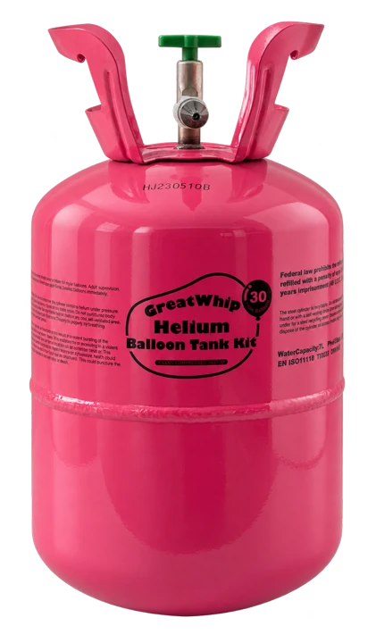 GreatWhip 7L helium tank with complete valve assembly