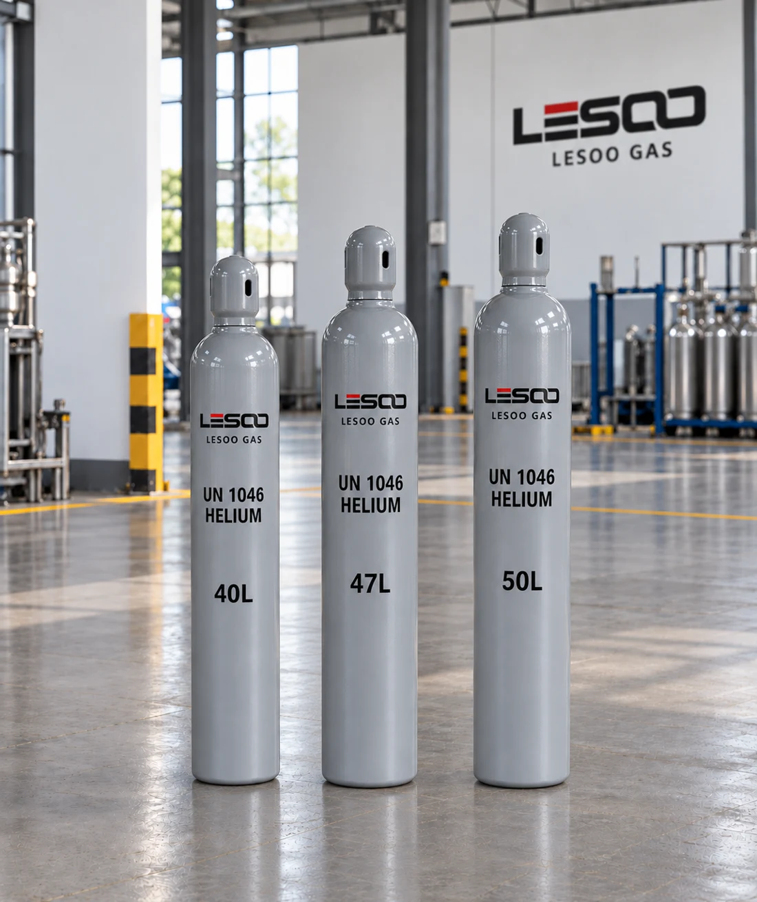 Lesoo industrial helium cylinders in three sizes