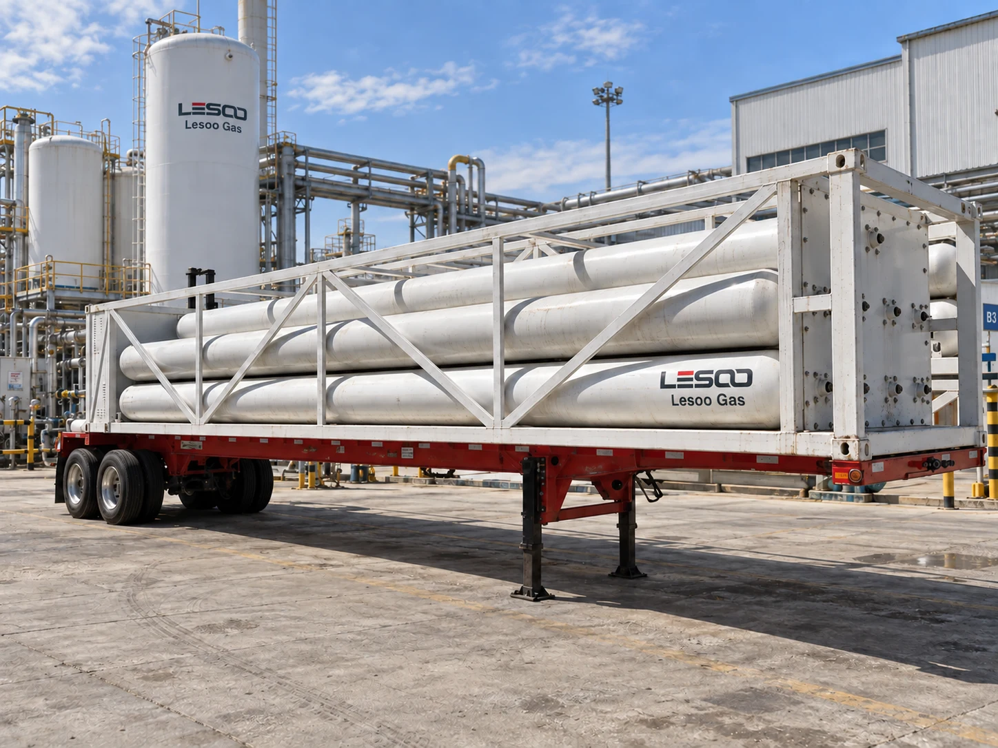 Complete tube trailer for large-volume industrial helium transport