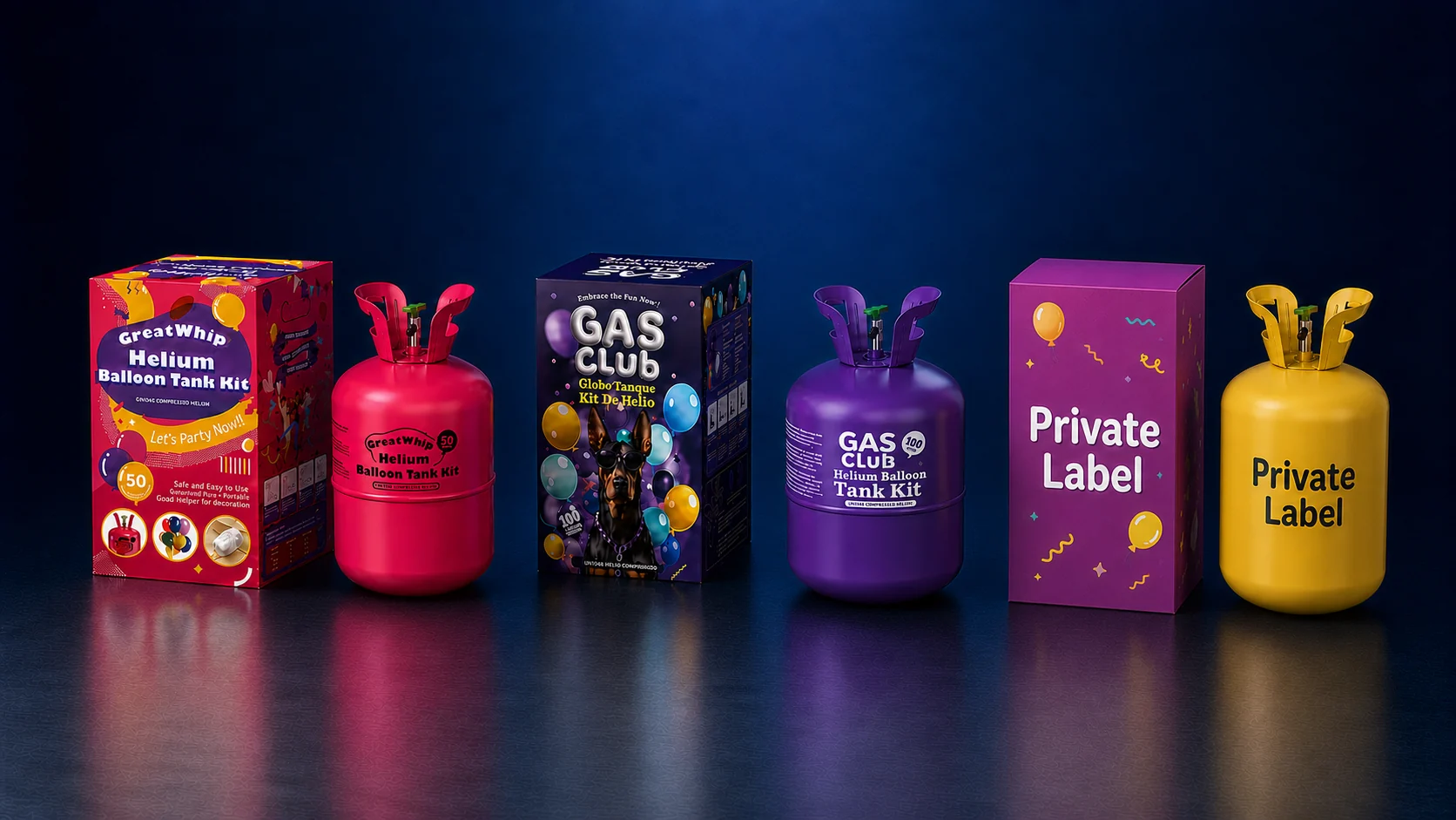 GreatWhip, GasClub and private-label disposable helium tank programs