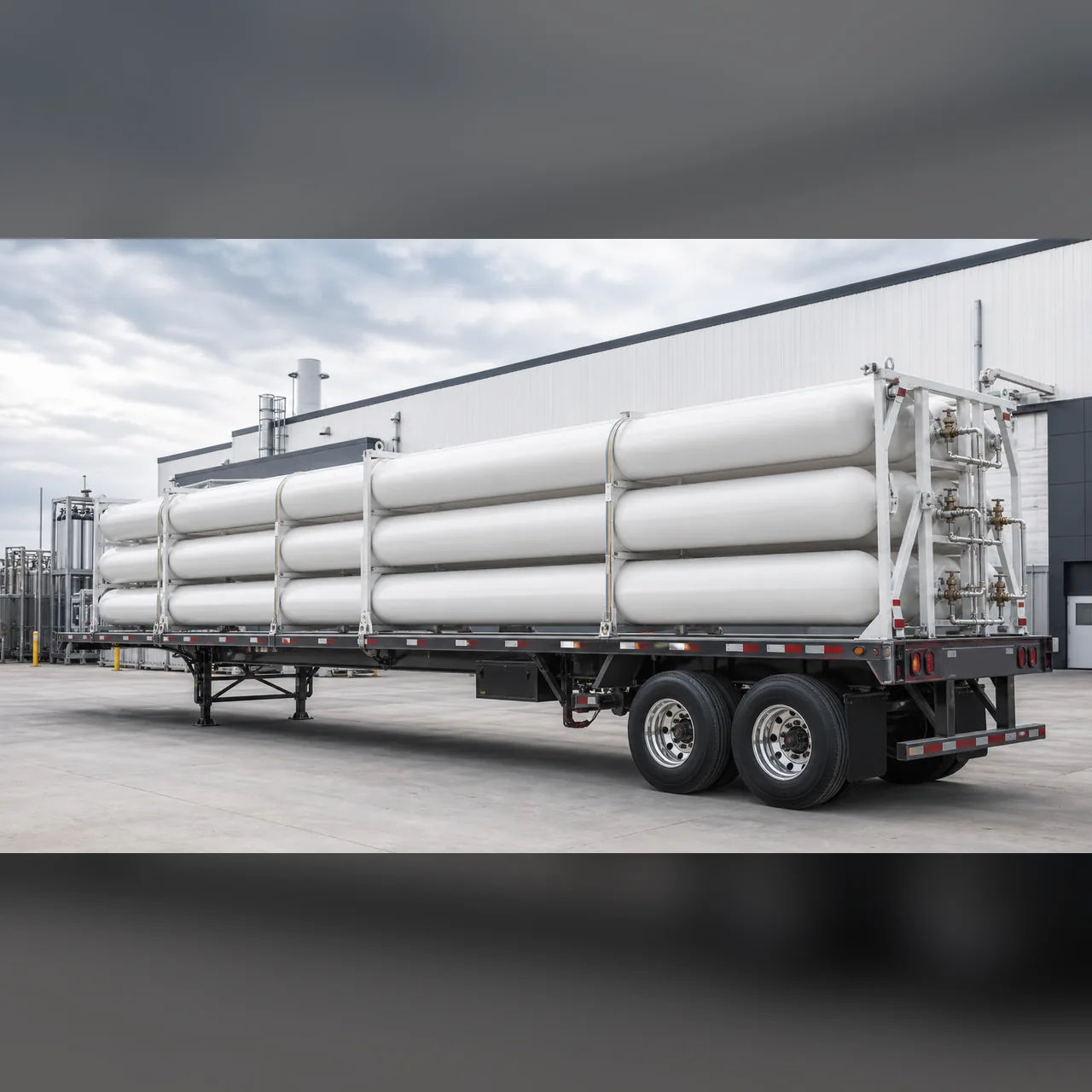 Complete tube trailer for large-volume industrial helium transport